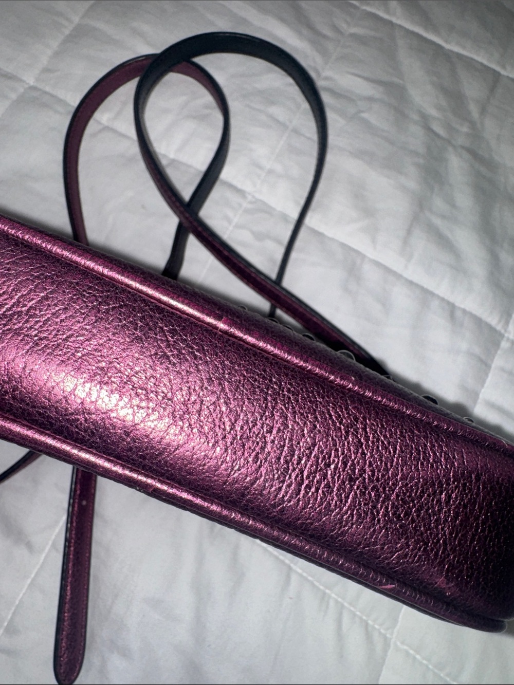 COACH Metallic Plum Star & Stud Leather Crossbody - Picture 4 of 13